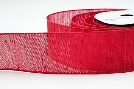 Rood gestreept metallic geweven lint met ijzerdraad_KW0473GC-7-7